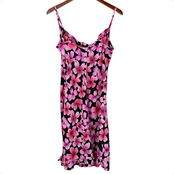 Vintage jr-s.com Dress Pink Black Floral 90s Y2K Women's 9 10 - Picture 11 of 12